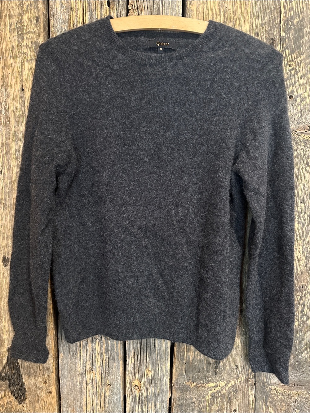 Quince Women's Dark Heather Charcoal Crewneck Cashmere Sweater Sz S